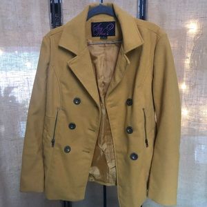 SAY WHAT MUSTARD COLORED PEA COAT
